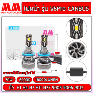 ไฟหน้าLED V6P Canbus (รับประกัน 1ปี 70W 6000K 18000LM )