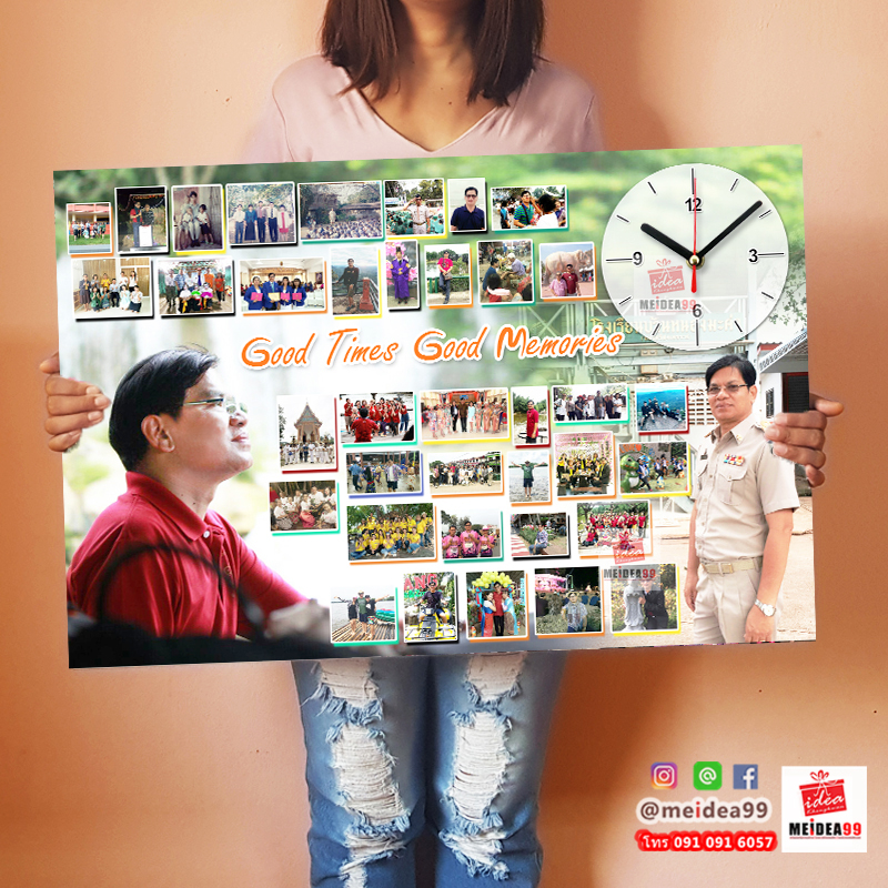 กรอบลอยพร้อมออกแบบใส่นาฬิกา   ของขวัญที่ระลึกเกษียณ งานพิมพ์คุณภาพ 24x36นิ้ว