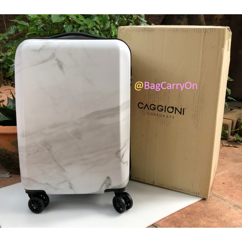 กระเป๋าเดินทาง CAGGIONI ขนาด 20 นิ้ว Carry On ขึ้นเครื่องได้ ของ Premium CitiBank สีขาวลายหินอ่อน