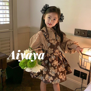 Aiyaya ชุดเสื้อผ้าเด็กผู้หญิง เสื้อ+กระโปรง  ชุดเซต 2 ชิ้น น่ารักหวานสไตล์ (682)