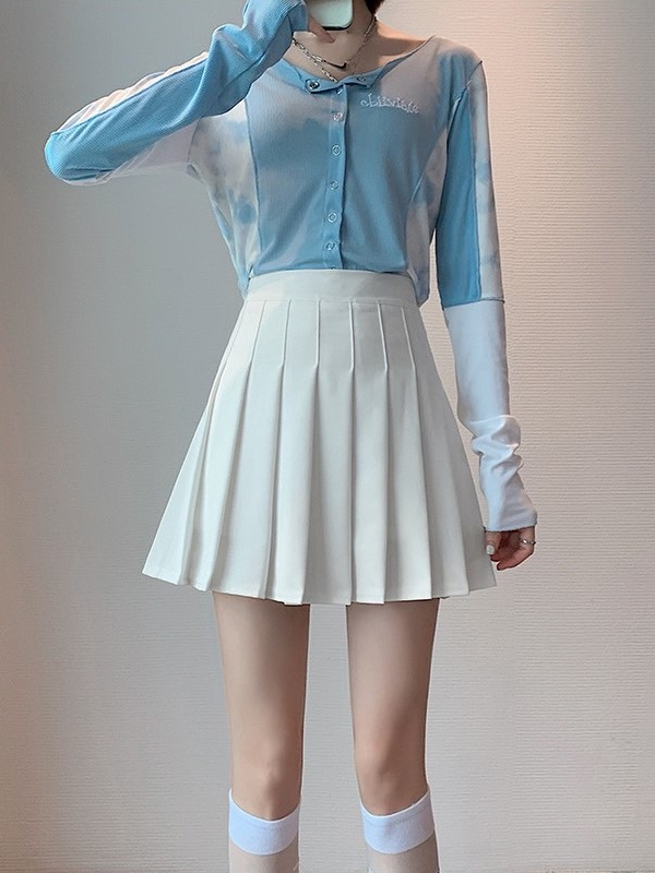 MKL กระโปรงเทนนิส สีพื้น ผญ ชับใน กระโปรงเทนนิสเอวสูง JK skirt #825