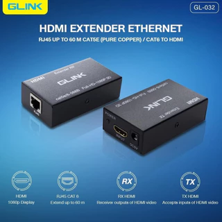 GLINK (GL032) HDMI Extender Ethernet RJ45 to 60M อุปกรณ์ต่อขยายสัญญาณภาพและเสียงด้วยสายแลน ปก. 2ปี ใช้กับสาย pure copper
