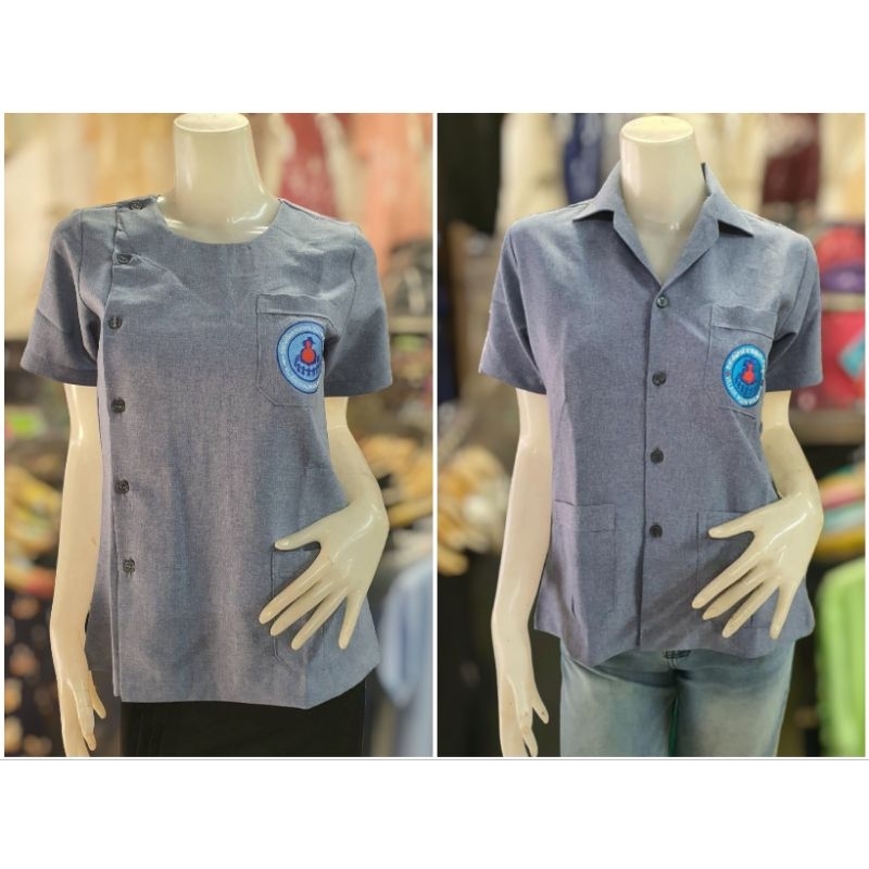 เสื้อกาวน์ อสม. อก 36-52 คอกลม คอปก ทรงเข้ารูป ปักตราแล้วเรียบร้อย เสื้อ อสม.