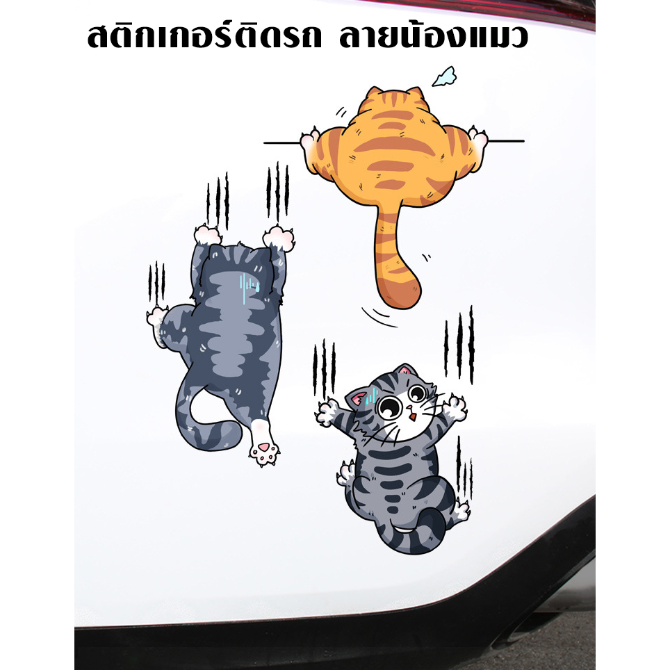 【พร้อมส่งจากไทย】สติกเกอร์ Sticker ติดรถ ติดกระจกรถ รถยนต์ มอเตอร์ไซด์ ลายน้องแมว แมวน่ารัก Cat
