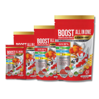 BOOST All in one (อาหารปลาสวยงามสูตรเร่งโต เร่งสี ผสมโปรตีนจากหนอนแดงและน้ำผึ้ง)