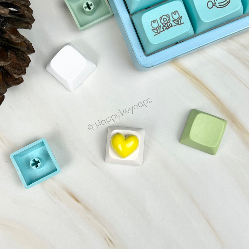 คีย์แคปหัวใจนูนน่ารักๆ เรซิ่น resin Keycap Handmade Artisan Heart keycaps ปุ่มกดคีย์บอร์ด Custom