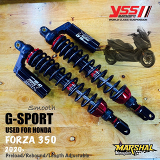 YSS โช้คหลังแต่ง G-SPORT BLACK SERIES (SMOOTH) สำหรับ FORZA-300/350 NEW 2018-ปัจจุบัน สีดำ/กระบอกดำ และ สีแดงกระบอกเทา