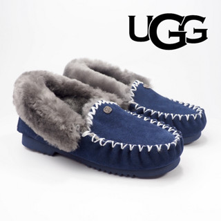 AOE UGG Slippers Moccasins Slipper Navy เบอร์ 10 สลีปเปอร์หนังกลับ ขนแกะ ของแท้