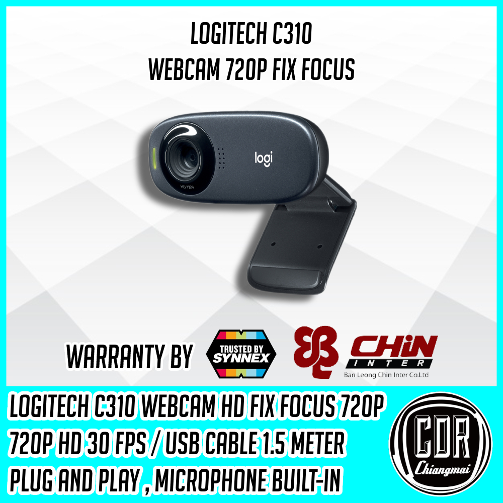 กล้องเว็บแคม Logitech C310 HD Webcam มีไมค์โครโฟนในตัว ของแท้ [ประกันศูนย SYNNEX 2ปี]