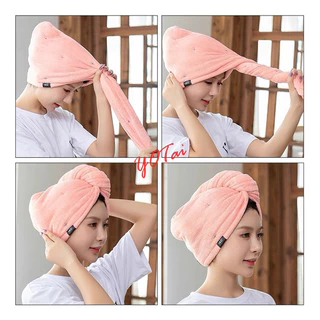 YOTAI ผ้าคลุมผมแห้งไว ผ้าเช็ดผมนาโน หมวกคลุมผมแห้งเร็ว มีให้เลือก5 สี สัมผัสนุ่มละมุ่น ซักทำความสะอาดง่าย