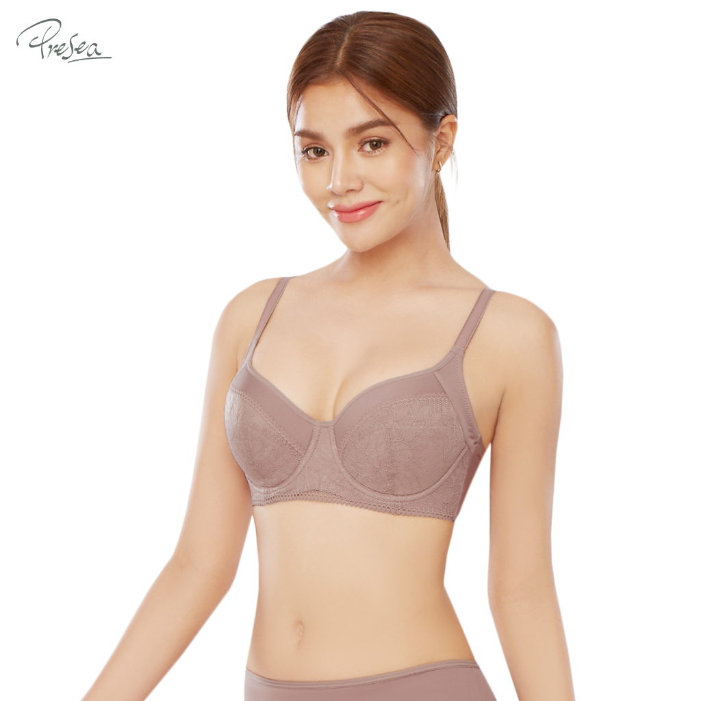 Bras 545 บาท Presea  เสื้อชั้นในมีโครง(แบบอ่อน) Lady Lace Bra รุ่น MA1706 สี Dusty Pink Women Clothes