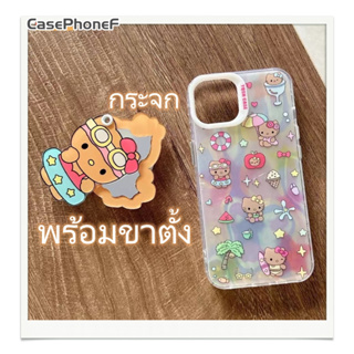 ✨ส่งของขวัญ✨เคส for iPhone 11 14 Pro Max Case for iPhone 12 13 ป้องกันการตก การป้องกัน กระจก สาวน่ารักหัวใจ พร้อมขาตั้ง