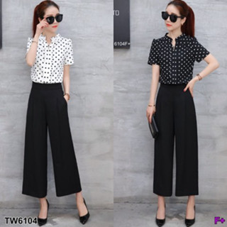 CS6104 Set 2 ชิ้น เสื้อแขนสั้นลายจุด+กางเกงขาสั้น 2-piece set: polka dot short-sleeve shirt + shorts