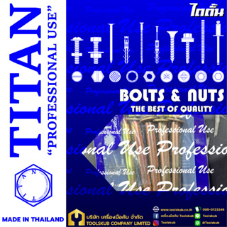 TITAN “PROFESSIONNAL USE” MADE IN THAILAND RP4386 ปุ๊กเหล็กกันสาด 1/4x3" (5ตัวใน1ห่อ)