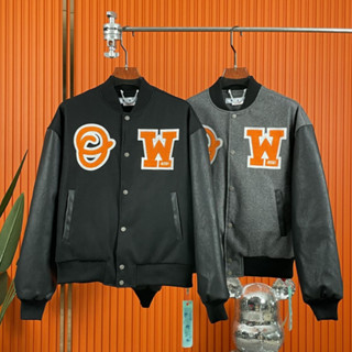 OFF WHITE letters woolen baseball jacket