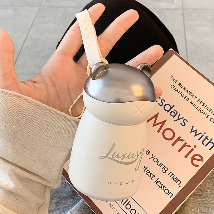 พร้อมส่ง มินิแก้วเก็บความเย็น แก้วกาแฟ กระติกน้ําร้อน / เย็น รูปร่างหมีขวดน้ํา ขวดน้ําสเตนเลส นาด 120ml เชือกแบบพกพา สะดวกในการพกพา