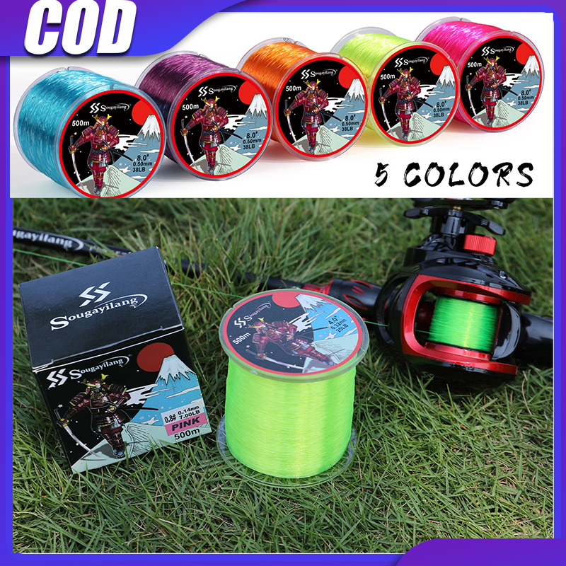Sougayilang สายตกปลาไนลอน 500 เมตรสายตกปลา  สายตกปลาสำหรับตกปลาน้ำจืด 7LB-38LB