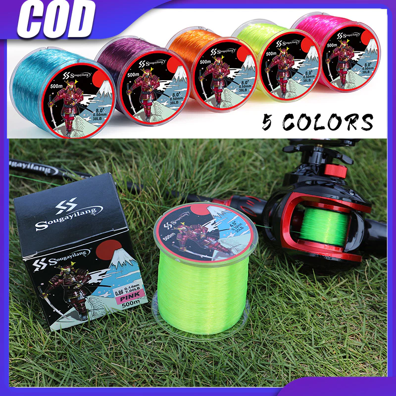 Sougayilang สายตกปลาไนลอน 500 เมตรสายตกปลา สายตกปลาสำหรับตกปลาน้ำจืด 7LB-38LB