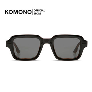 KOMONO Lionel Black Tortoise แว่นกันแดด ทรงสี่เหลี่ยมผืนผ้า สีดำ