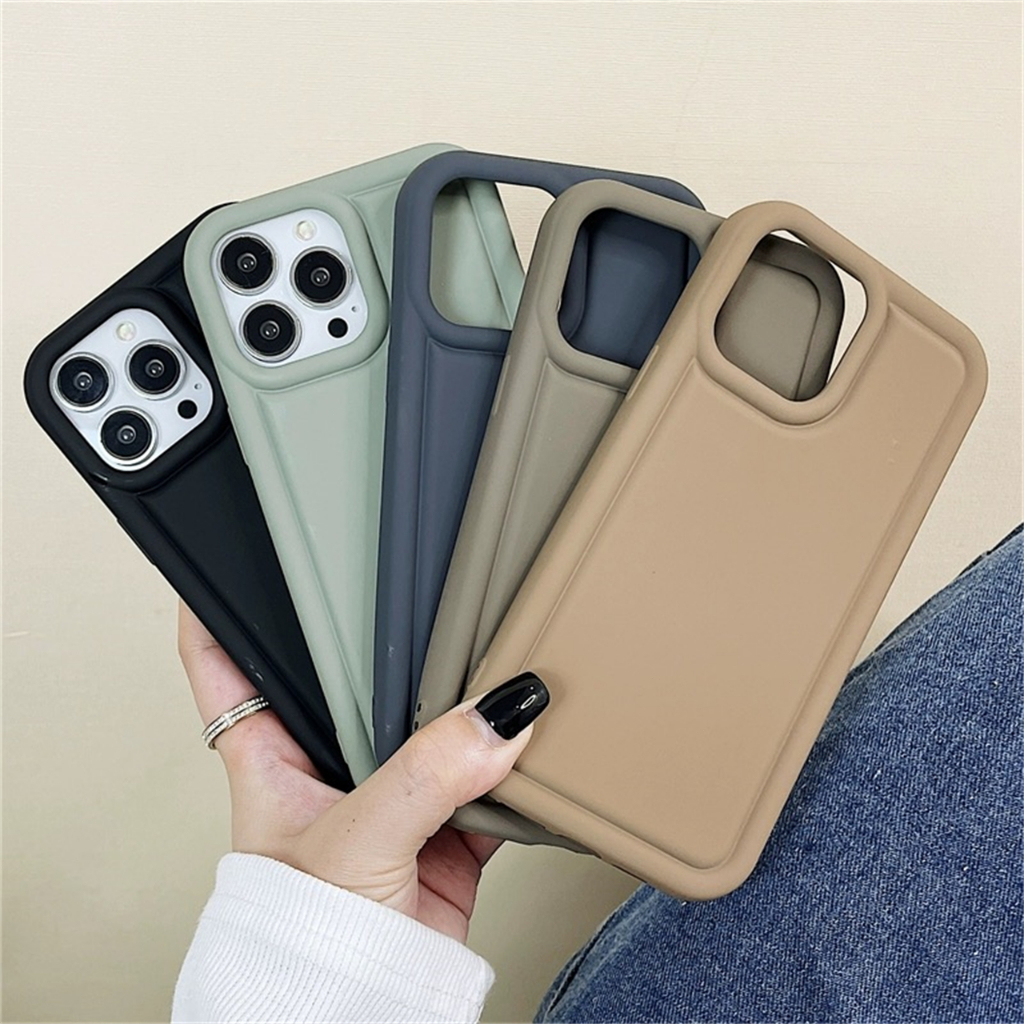Morandi สีทึบสำหรับ iPhone 11 12 13 14 Pro Max XR 6 7 8 Plus X XS Max 15 pro 13pro 14pro กันกระแทกซิลิโคนเคสโทรศัพท์อ่อน