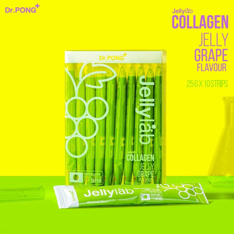 Dr.PONG Jellylab Collagen Jelly 10,000 mg ต่อซอง คอลลาเจนเจลลี่ รสองุ่น 1 กล่อง บรรจุ 10 ซอง