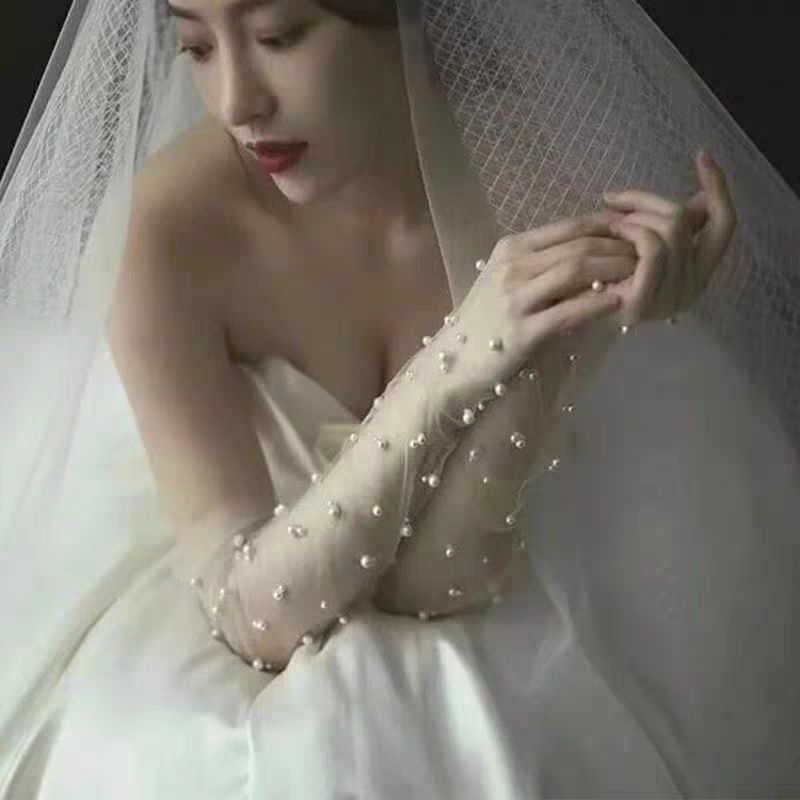 พร้อมส่ง ส่งไวมาก!!! ปลอกแขนเจ้าสาว ประดับมุข สวยหรู ลุคสาวเกาหลีมากๆค่ะ