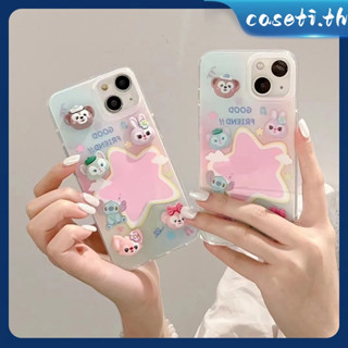 คูปองเคลม🎀เคสไอโ case for iphone 11 12 การ์ตูนสามมิติน่ารักเน็ตสีแดงหมีแดฟฟี่ เคส 14 13 12 11 pro max เคสมือถือกันกระแ