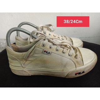 Fila Size 38 ยาว 24 Cm  รองเท้ามือสอง ผู้หญิง เท้าเล็ก  ผ้าใบ สวม แฟชั่น ลำลอง เที่ยว