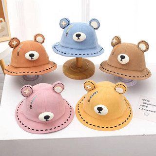 [พร้อมส่ง] หมวกเด็ก 5เดือน-3ปี รอบหัว:48-50 cm. แต่งลายหมี 🐻 หมวกบักเก็ต (Bucket)