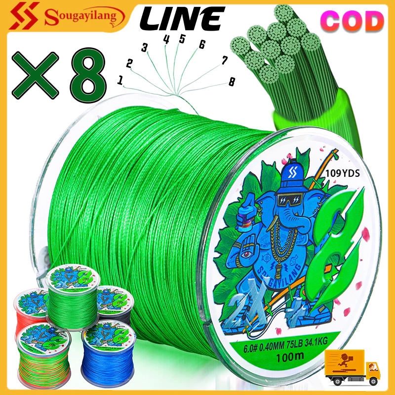 Sougayilang 2023 ใหม่100เมตรสายการประมง8เส้นถักสาย16ปอนด์-75ปอนด์สูงสุดลากสายสำหรับรีลตกปลา