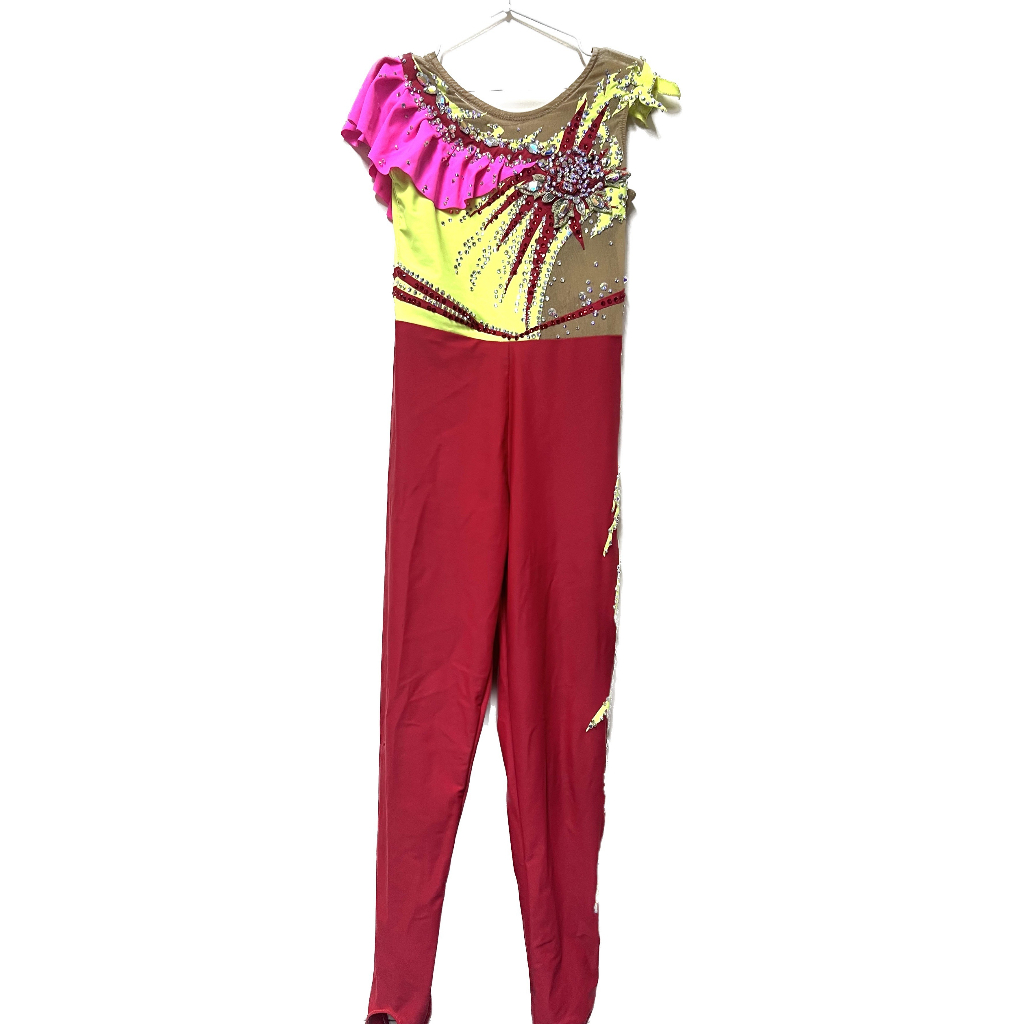 Rhythmic gymnastic Leotard with Rhinestone ชุดแข่งยิมนาสติกลีลากางเกงขายาว [มือสอง]