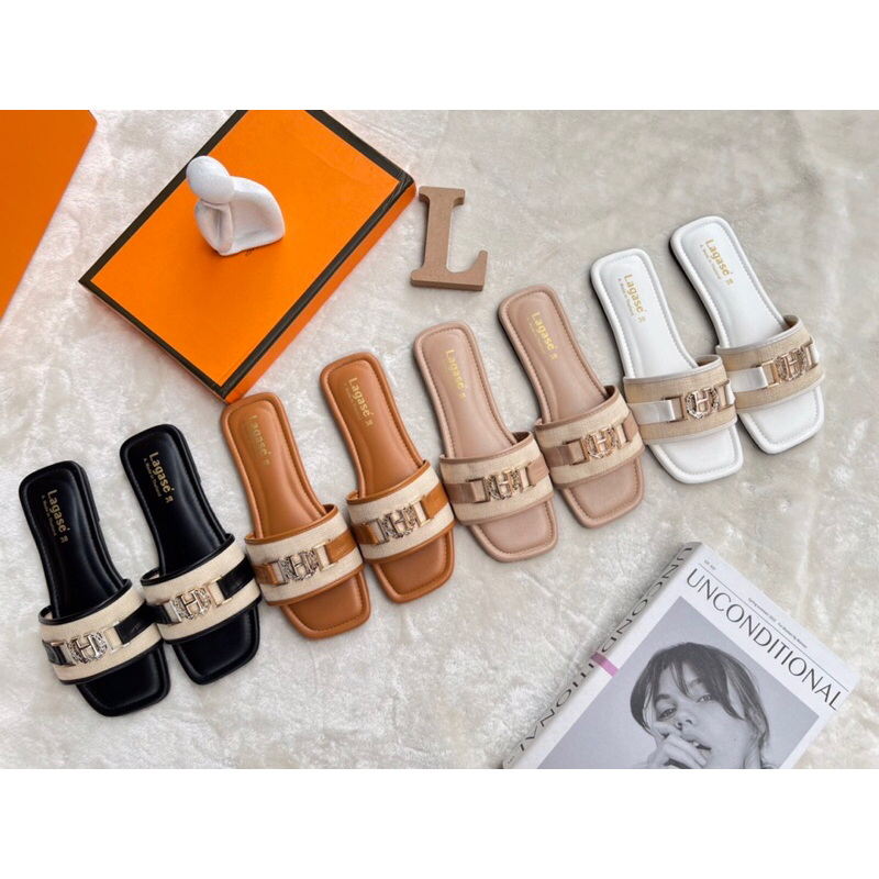 🧡Afashion🧡รองเท้าแตะแต่งอะไหร่Hสวยหรูดูแพงสุดๆ มี4สี 36-45 ไม่มีกล่องนะคะ สินค้าพร้อมส่งนะคะ