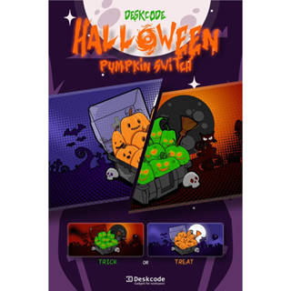 [ DESKCODE ] HALLOWEEN PUMPKINS SWITCH แผ่นรองเมาส์ แผ่นรองคีย์บอร์ด ขนาดใหญ่ 90 x40 cm. หนา 3 mm.