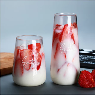 แก้วน้ำ ทรงก้นโอ่ง แก้วมัค สำหรับใส่เครื่องดื่ม ชา นม กาแฟ ขนาด 500ml สไตล์นอร์ดิก แบบใส สกีนลาย ทนความร้อน แก้วคาเฟ่