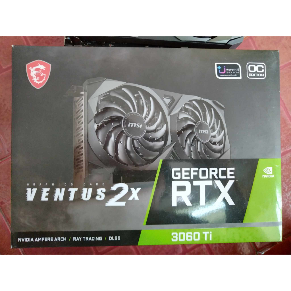 การ์ดจอ VGA MSI RTX 3060TI VENTUS 2X 8G OCV1 LHR 8GB GDDR6 พสินค้ามือสอง มีกล่อง MAXCOM