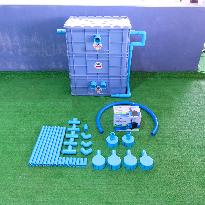 ชุดกรองคอนโด162ลิตรสำหรับบ่อปลา1-4ตันสีเทาแบรนด์นายตัวเองระบบเข้าบนออกล่าง3ขั้นตอน - รูปที่ 3