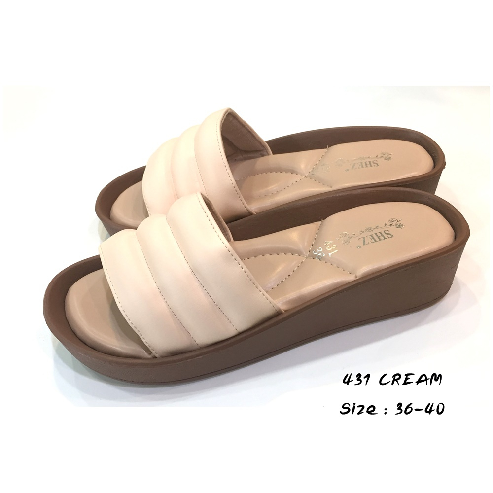 OXXO รองเท้าแตะหญิง แตะแบรนด์ แตะเกาหลี Slippers หนัง Pu แบบสวมใส่สบาย รองเท้าแฟชั่น ส้นสูง4cm. 431