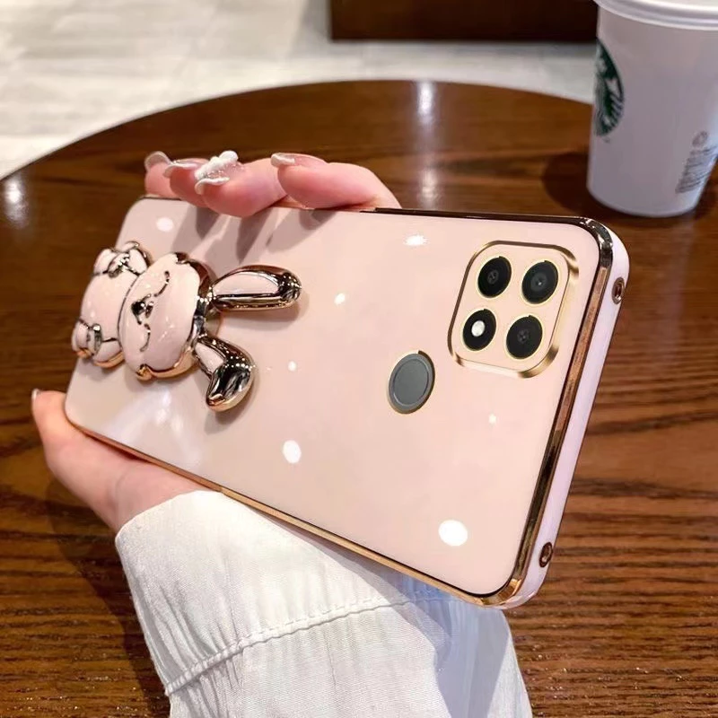 เคส TPU สำหรับ realme C21y C25y C12 C15 C25 C11 ฝาหลัง กันกระแทก ขาตั้ง กระต่าย ตั้งได้ เคสโทรศัพท์
