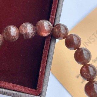 สร้อยหินซันสโตน สีน้ำตาลทรายแดง ( Golden Sunstone ) สีเหลือบเเสง