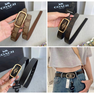 🍀🍀เข็มขัดหญิง Coach Morgan Rectangle Buckle Belt Style No. CE971