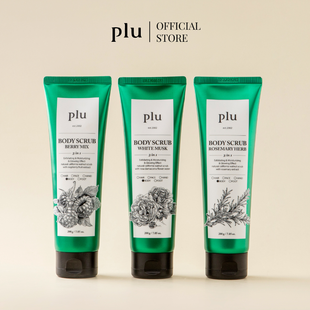 [3 PCS] PLU BODY SCRUB 200G (สครับผิวกาย ช่วยผลัดเซลล์ผิวเก่าที่ตายแล้วอย่างอ่อนโยน)