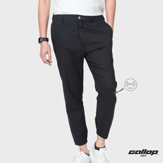 GALLOP : Mens Wear Jogger Pants กางเกงขาจั๊ม รุ่น ผ้าทอริ้ว GL9010 สี Ultra Black - ดำ