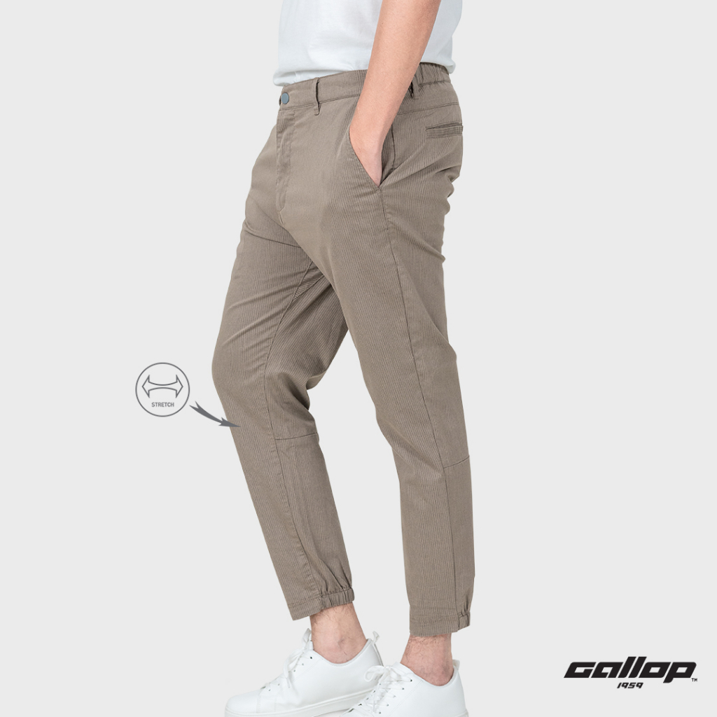 GALLOP : Men's Wear Jogger Pants กางเกงขาจั๊ม รุ่น ผ้าทอริ้ว GL9010 สี Coco Brown - น้ำตาล / ราคาปรกติ 1690.-
