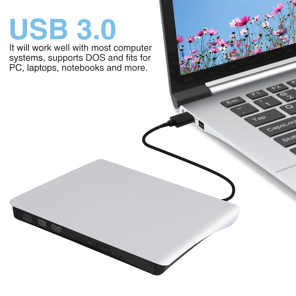 USB 3.0 Ultra Slim External DVD-RW Burne สะดวกสบาย ออปติคัลไดรฟ์ DVD