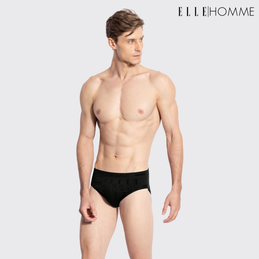 ELLE HOMME | แพ็ค 1 ชิ้น กางเกงในชาย ทรง BIKINI เนื้อผ้ายืดหยุ่นสูง ใส่สบายตลอดทั้งวัน สีดำ | KUB9926S1