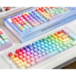 คีย์แคปปุ่มกดน่ารัก Childhood keycap set Cherry MDA Profile PBT keycap Rainbow ปุ่มกดสีรุ้ง