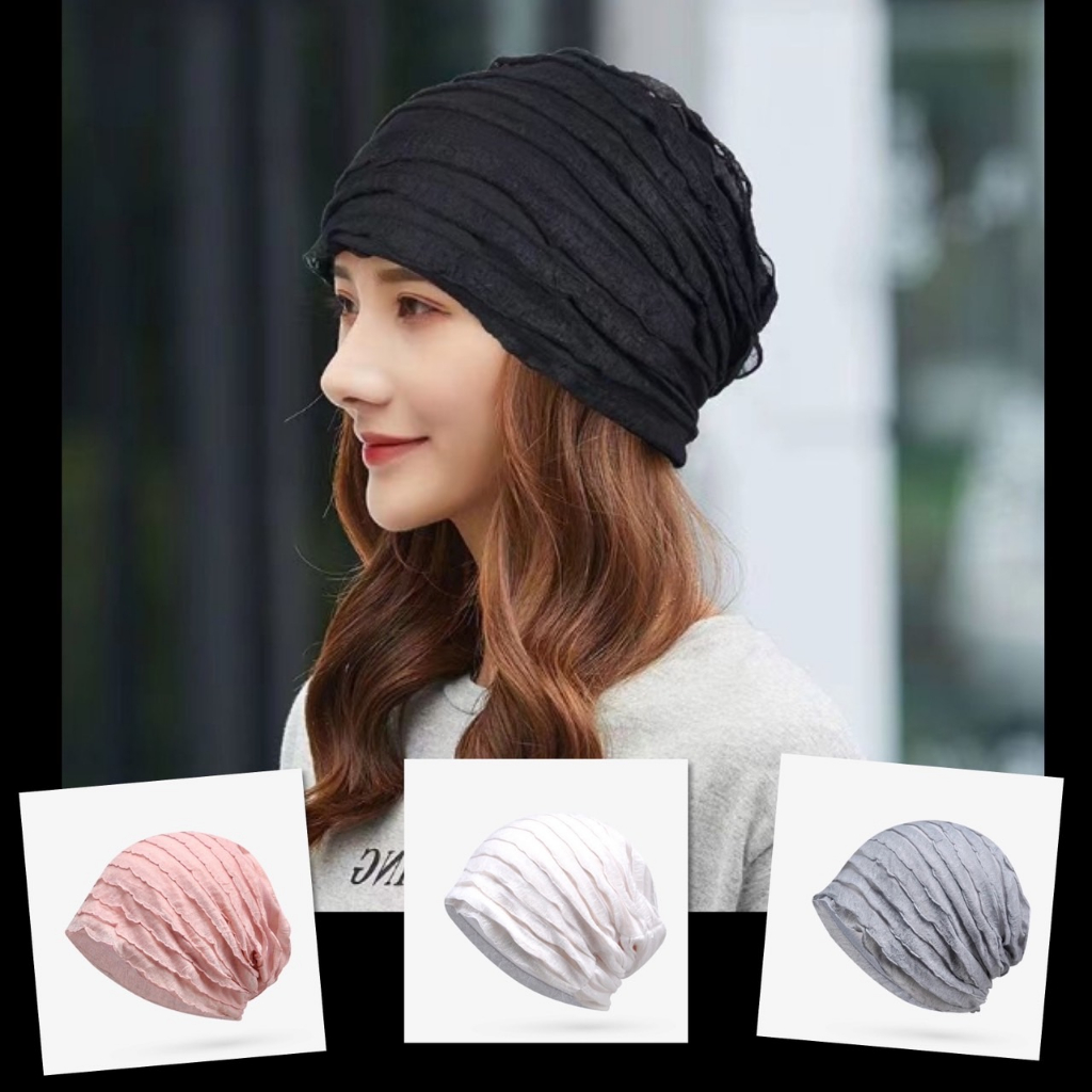 💢 หมวก ขอบริ้ว คลุมผม ผ้าโพกหัว หมวกมะเร็ง แฟชั่น ผ้าเนื้อดี ยืดยุ่น ระบายอากาศ เกรดพรีเมี่ยม 💢
