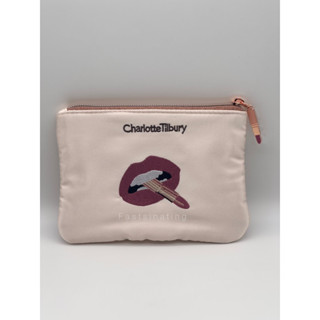 Charlotte Tilbury Cosmetics Bag ขนาด 7x5” ผ้าสีชมพู / สีแดง