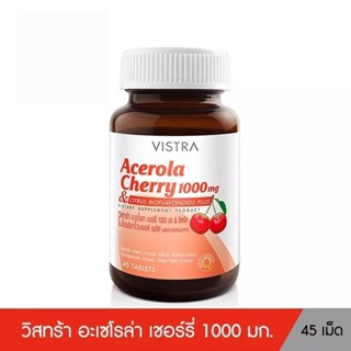 Vistra Acerola Cherry 1000mg &amp; Citrus Biogflavonoids Plus - วิสทร้า อะเซโรลาเชอรี่ &amp; ซิตรัส ไบโอฟลาโวนอยด์พลัว (45 เม็ด)