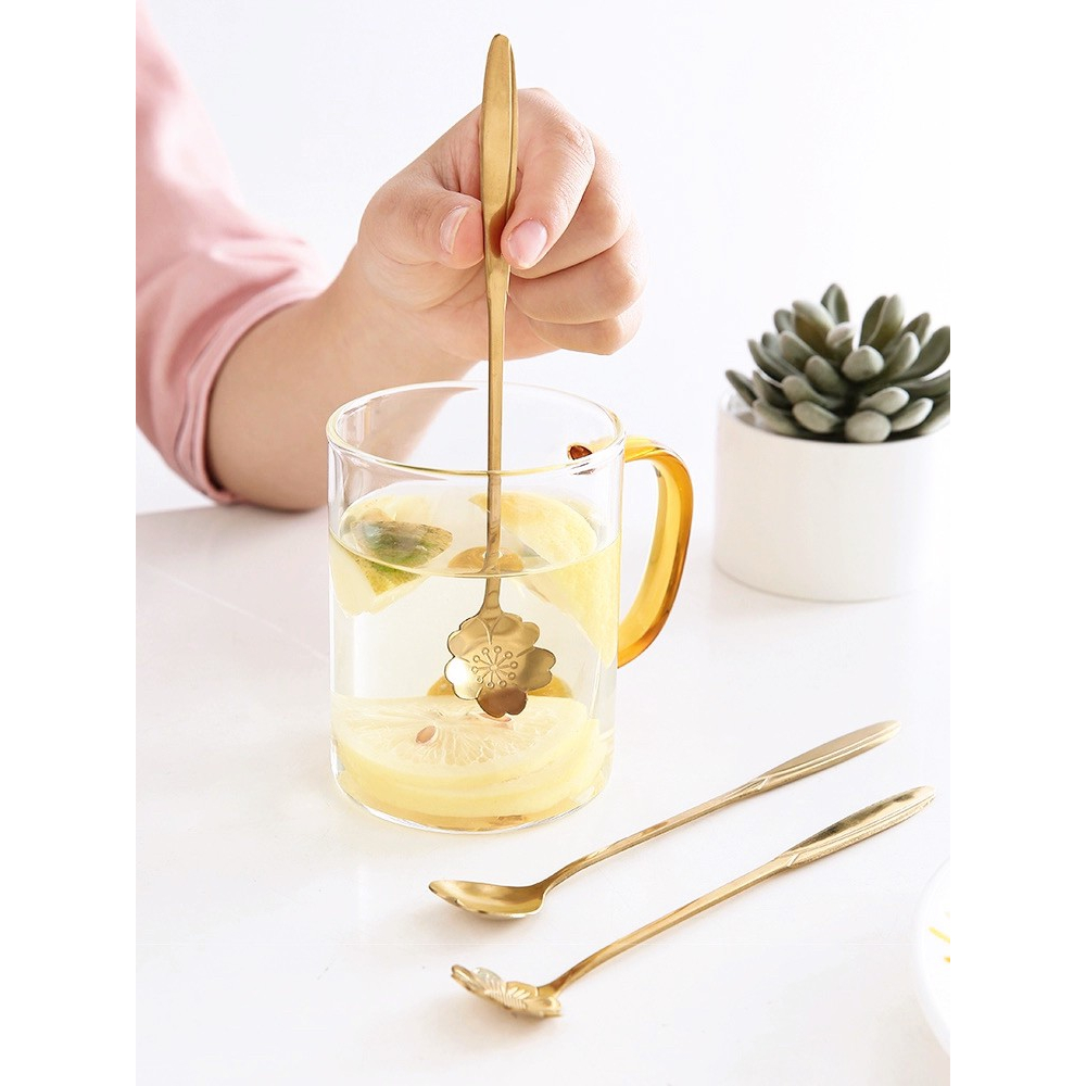 ช้อน ส้อม ช้อนขนม กาแฟ ด้ามยาว หัวซากุระ พรีเมียม  20028 lemohome 😍พร้อมส่ง กรุงเทพฯ😍